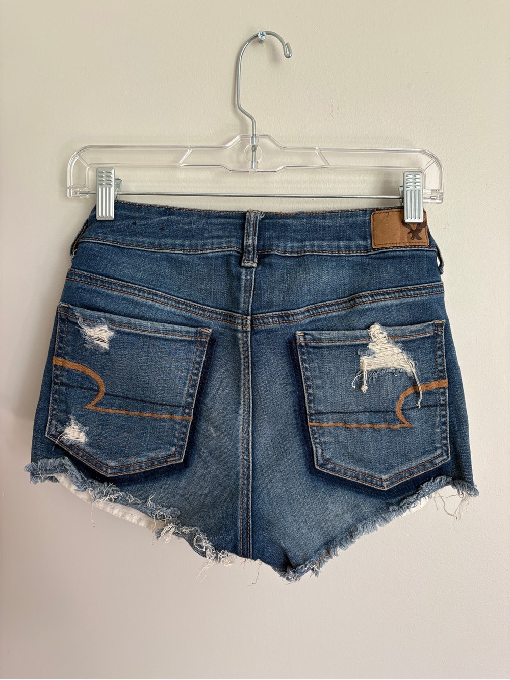 American Eagle dark blue distressed denim shorts - Picture 2 of 3